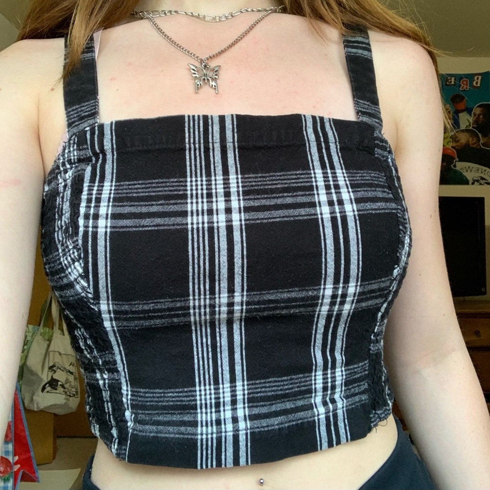 Plaid Adjustable Crop Top